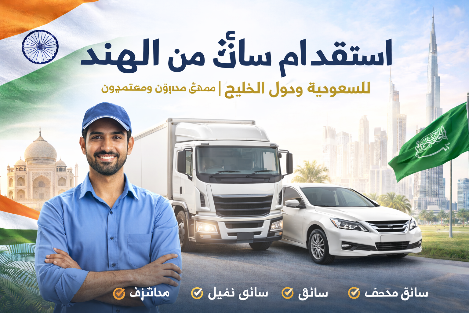 استقدام سائق من الهند للسعودية ودول الخليج | سائقين هنود محترفين ومعتمدين