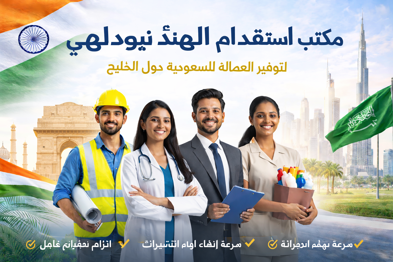 مكتب استقدام الهند نيودلهي لتوفير العمالة للسعودية ودول الخليج